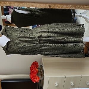 Faded Glory Olive Green Crocheted Cottagecore Crochet Dress 2X